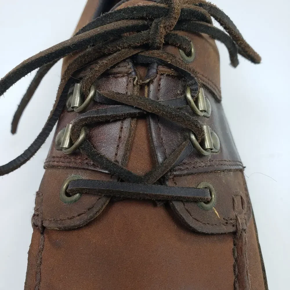 RJ Colt Schooner Mens Size 10.5 Brown Leather Lace Up Oxford Boat Shoes